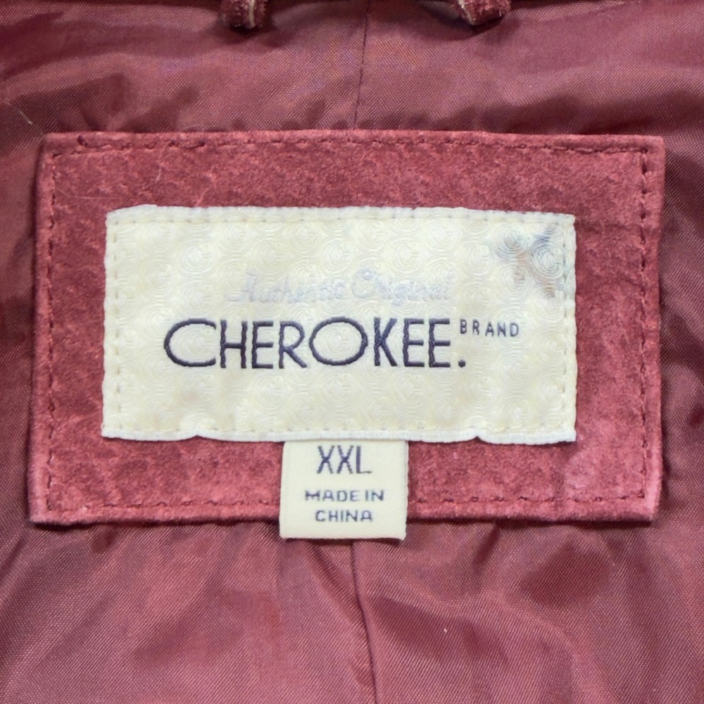 Cherokee Suede Jacket Womens XXL Burgundy Good Genuine Leather Button Up Coat